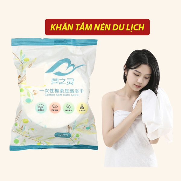  Khăn Tắm NÉN Du Lịch 70x140cm Bằng Cotton Siêu Gọn và Tiện Lợi Khăn Nén Khách Sạn Loại Lớn Dày Nặng 90gr 