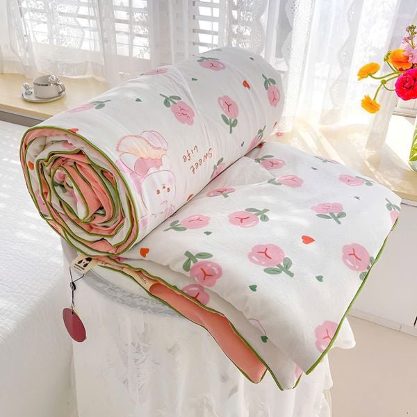  CHĂN LẺ Chăn Hè Cotton Đũi Hàn Quốc Cực Mềm Mịn, Chăn Sơ Đậu Nành Nhập Khẩu, Mền Lẻ, Chăn Bông CL14 