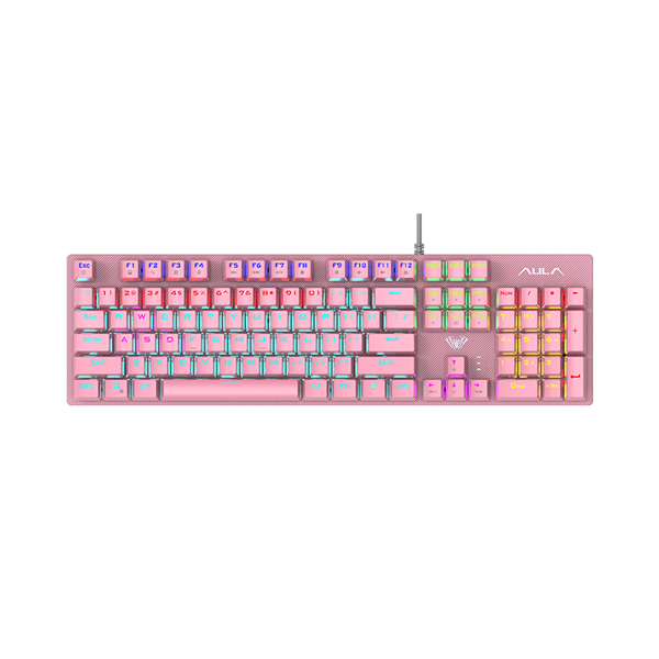 Bàn phím cơ gaming AULA S2022 Màu hồng (Blue switch, USB, LED Rainbow)