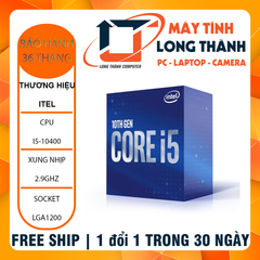 CPU Intel Core i5-10400 (2.9GHz turbo up to 4.3GHz, 6 nhân 12 luồng, 12MB Cache, 65W) - Socket Intel LGA 1200 BOX CHÍNH HÃNG