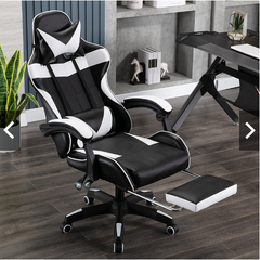 GHẾ GAMING CHÂN XOAY TRẮNG 03 ( CÓ MASSAGE + GÁC CHÂN)