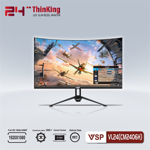 Màn Hình VSP VL24 (23.6 inch/ FHD/ VA/ 75Hz/ Cong/ Đen) ( CŨ - TỐI MÀN)