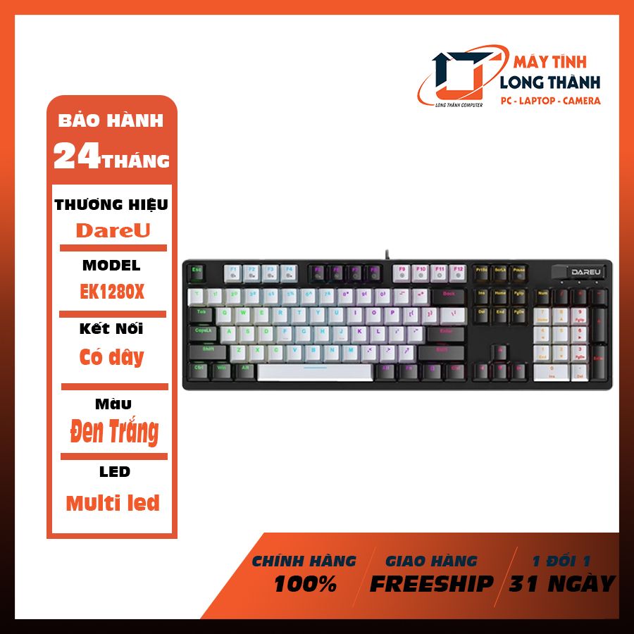Bàn phím cơ Dareu EK1280X Black Grey Sw Quang Học Optical Dareu Blue EK1280X-BG-OpticalDBlue
