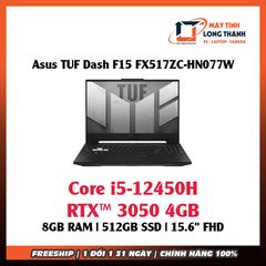 Laptop Asus TUF Dash F15 FX517ZC-HN077W (Core™ i5-12450H | 8GB | 512GB | RTX™ 3050 4GB | 15.6-inch FHD | Win 11 | Off Black)