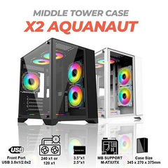 Thùng máy Case VSP Aquanaut Pro Gaming X2 (Đen - Trắng)