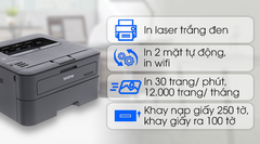 Máy In Laser Trắng Đen Brother HL-L2366DW Wifi