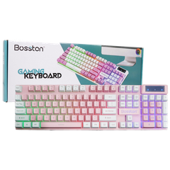 Bộ Bàn phím + chuột giả cơ Bosston 803 Led RGB - Hồng