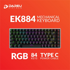 Bàn phím cơ Gaming DAREU EK884 84KEY (RGB, Blue/ Brown/ Red D switch)