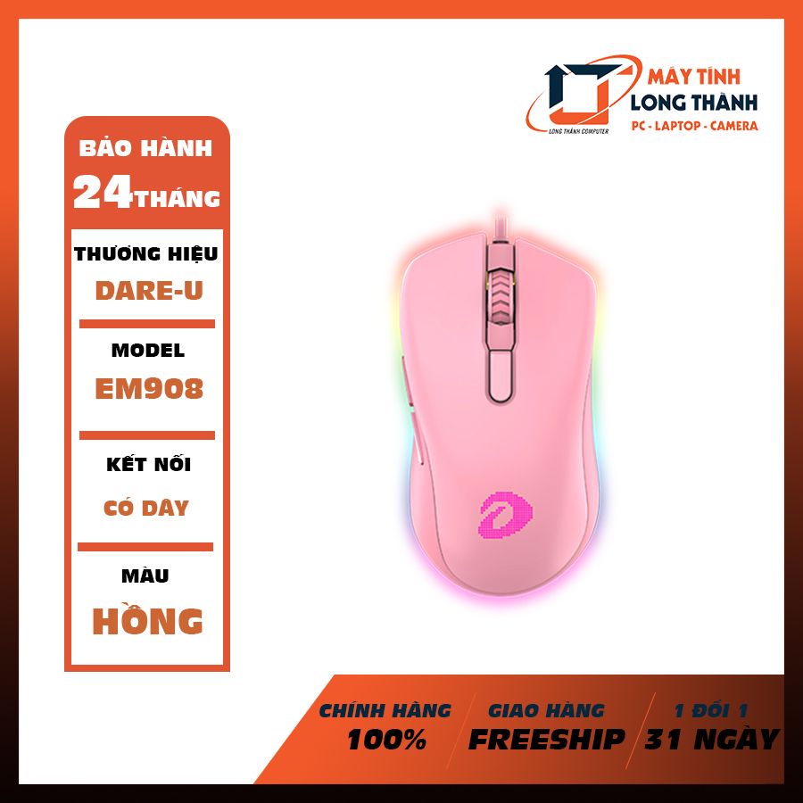 CHUỘT GAMING DareU EM908 Queen Pink