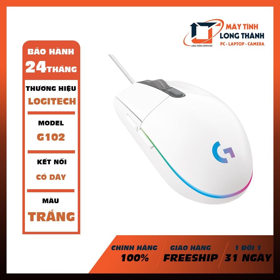 Chuột chơi game Logitech G102 Gen2 (USB/RGB/) - WHITE