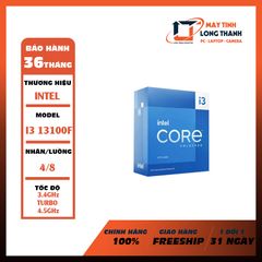 CPU Intel Core i3 13100F NEW TRAY (3.4GHz Turbo 4.5GHz / 4 Nhân 8 Luồng / 12MB / LGA 1700)