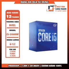 CPU Intel Core i5-10400F (2.9GHz turbo up to 4.3Ghz, 6 nhân 12 luồng, 12MB Cache, 65W) CŨ