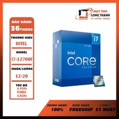 CPU Intel Core i7-12700F (Up To 4.80GHz, 12 Nhân 20 Luồng, 25M Cache, Alder Lake, Socket Intel LGA 1700) TRAY NEW