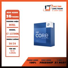 CPU Intel Core i7-13700K (Up To 5.40GHz, 16 Nhân 24 Luồng, 25M Cache, Raptor Lake) BOX Công ty