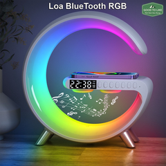 Loa Bluetooth Led RGB 4in1 Kiêm Sạc Không Dây,Đồng Hồ,Đèn Ngủ,Âm Bass Cực Mạnh, Điều khiển app điện thoại hiệu ứng đèn led RGB, sạc nhanh 15W ( loại cao cấp )