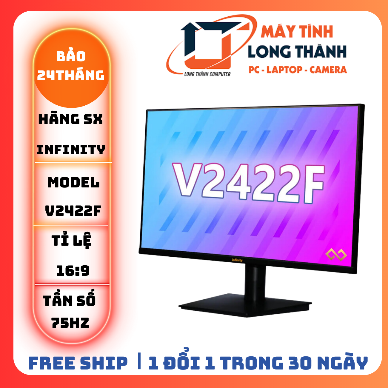 MÀN HÌNH INFINITY V2422F (24''/FHD/VA/75Hz/HDR/AMD Freesync-Monitor)
