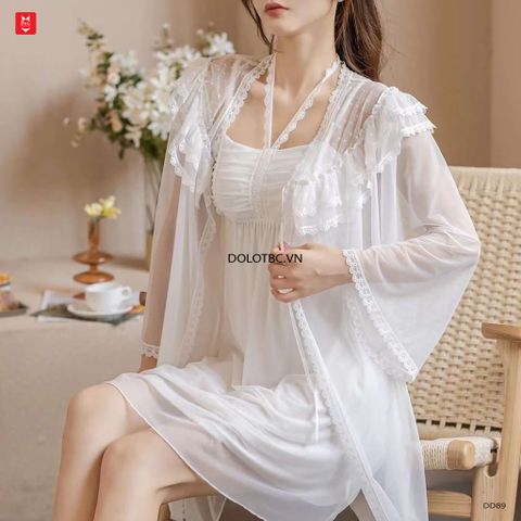 Đầm lụa ren kèm choàng DD89