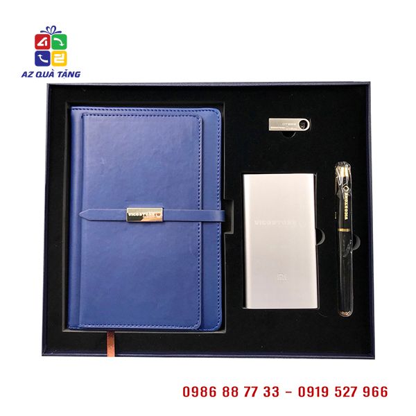 Giftset Usb + Pin sạc + Bút Ký + Sổ Da