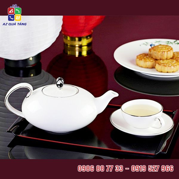 Bộ Ấm Trà ML Anna Elip Chỉ Bạch Kim