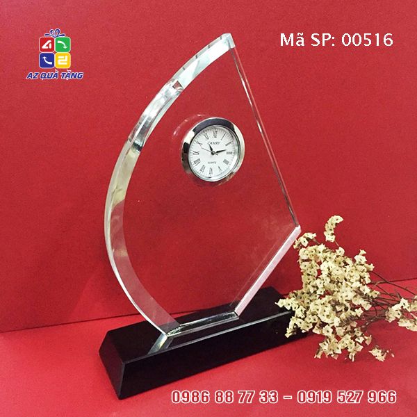 Biểu Trưng Pha Lê Cánh Buồm Gắn Đồng Hồ - 00516