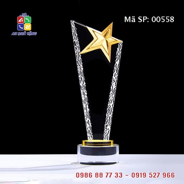 Cúp Pha Lê Vát Sao Vàng Đế Trắng- 00558