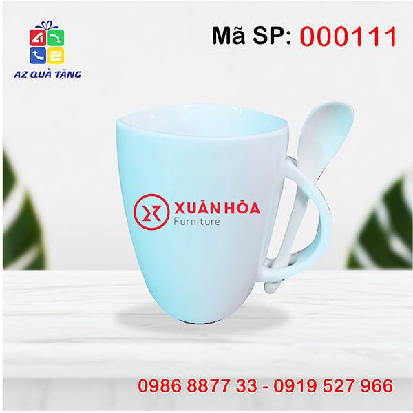 Cốc Sứ Trắng Quai Thìa
