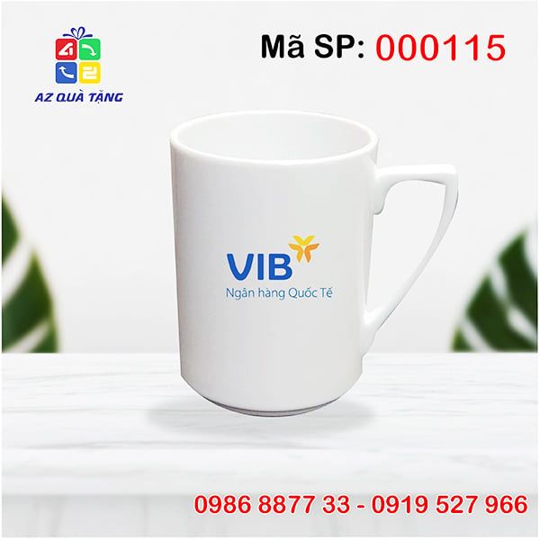 Cốc sứ trắng quai số 7