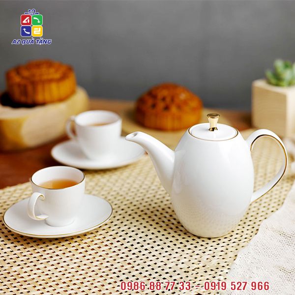 Bộ Ấm Trà ML Anna Cao Viền Vàng