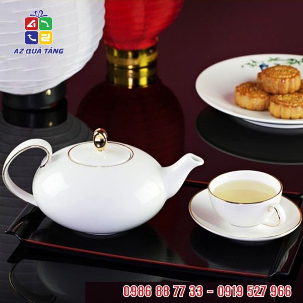 Bộ Ấm Trà ML Anna Elip Chỉ Vàng