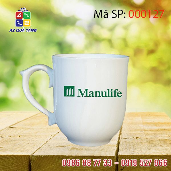 Cốc Sứ Trắng Quai Chóp