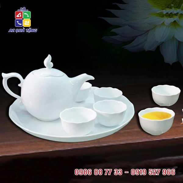Bộ Khay Trà Mẫu Đơn Trắng ML