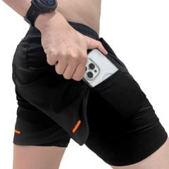 Quần chạy bộ nam 2 lớp Egan QC02 - Màu đen