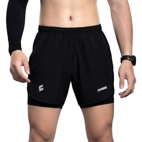 Quần chạy bộ nam 2 lớp Egan QC02 - Màu đen