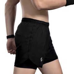 Quần chạy bộ nam 2 lớp Egan QC02 - Màu đen