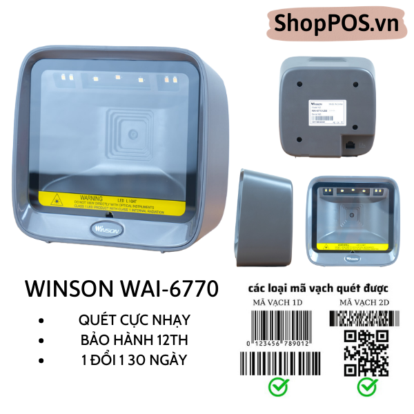 Máy quét mã vạch 2D Winson WAI-6770 [ 2D Để Bàn ]