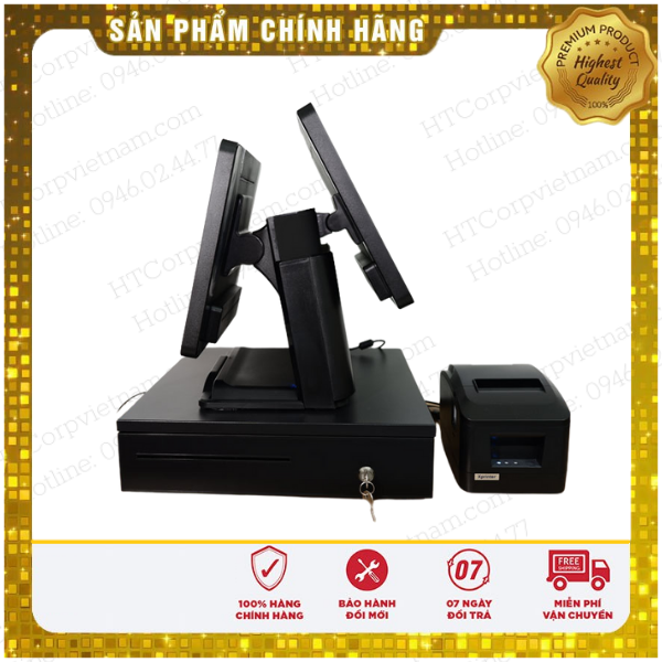 Máy POS bán hàng Cảm Ứng 2 Màn Hình GPOS G15T ( 2 màn hình/Core i5/8gb/64gb)