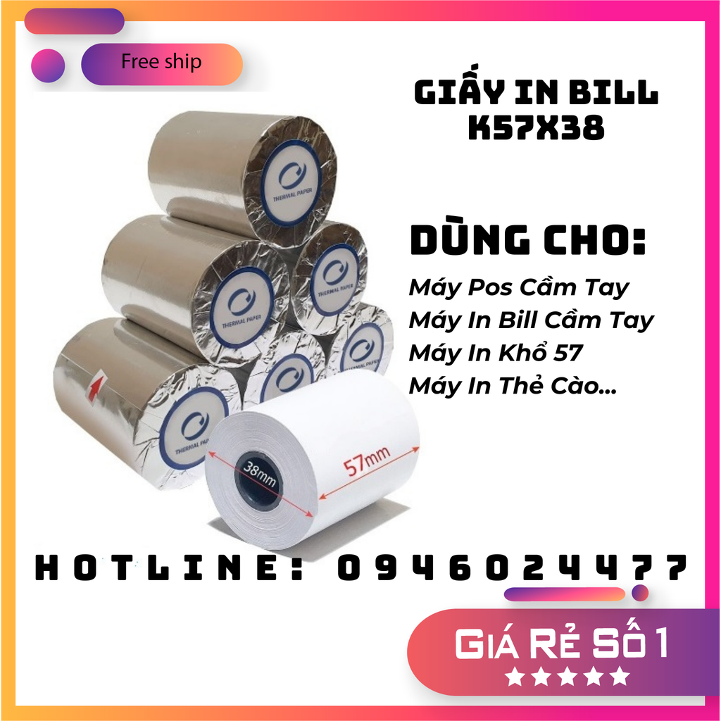 Giấy In Bill K57x38 ( Thùng 100 cuộn )