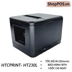 Máy in hóa đơn HTCprint HT230L [ LAN - 230mm/s - in đơn bằng điện thoại- in livestream ]