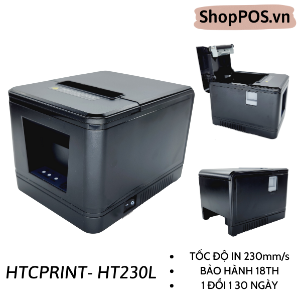 Máy in hóa đơn HTCprint HT230L [ LAN - 230mm/s - in đơn bằng điện thoại- in livestream ]