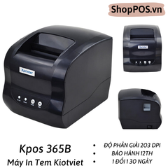 Máy in mã vạch KPOS 365B - [ USB + LAN - 203 dpi - In Tem Phần Mềm Kiotviet ]
