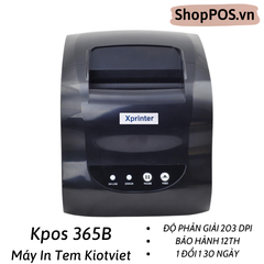 Máy in mã vạch KPOS 365B - [ USB + LAN - 203 dpi - In Tem Phần Mềm Kiotviet ]