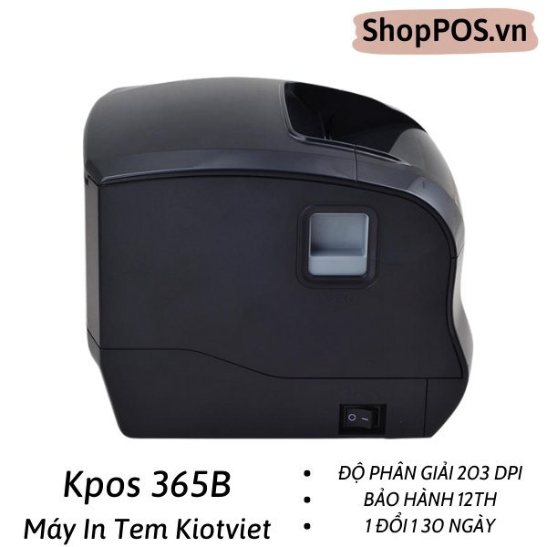Máy in mã vạch KPOS 365B - [ USB + LAN - 203 dpi - In Tem Phần Mềm Kiotviet ]