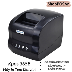 Máy in mã vạch KPOS 365B - [ USB + LAN - 203 dpi - In Tem Phần Mềm Kiotviet ]