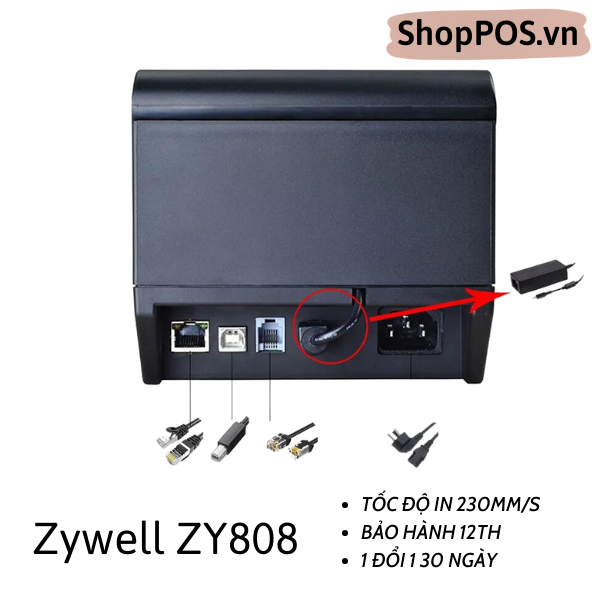 Máy In Hóa Đơn Zywell Zy808 [ USB+LAN - Máy in Chuyên Livestream ]