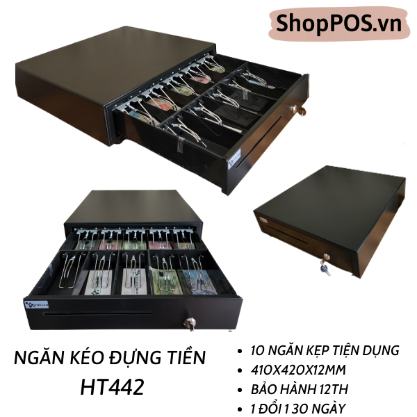 Ngăn kéo đựng tiền HT442 ( MODEL 2022 -10 ngăn kẹp)