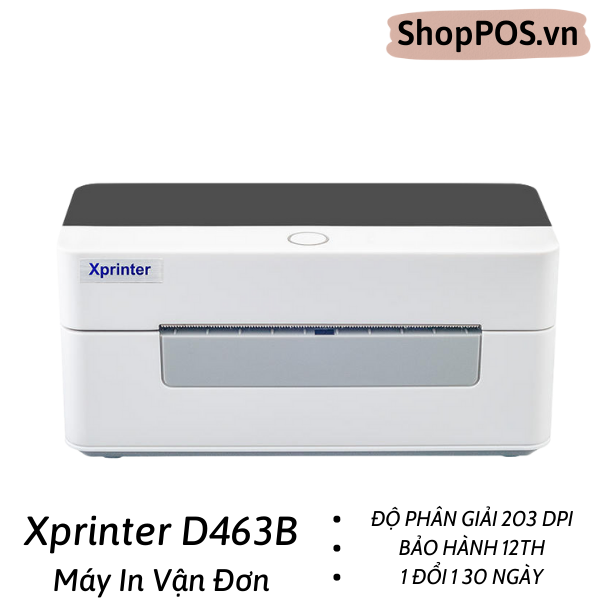 Máy in mã vạch Xprinter XP - D463B + Đế Đựng Giấy  [In Đơn Shopee-Tiktok-Lazada Từ Điện Thoại]