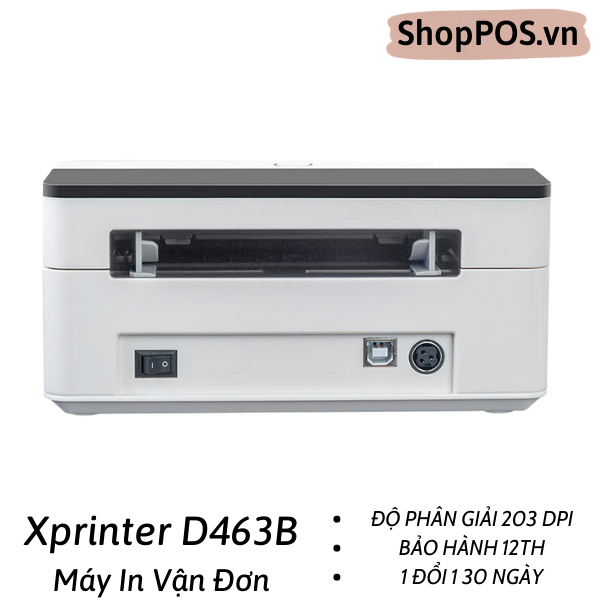 Máy in mã vạch Xprinter XP - D463B + Đế Đựng Giấy  [In Đơn Shopee-Tiktok-Lazada Từ Điện Thoại]