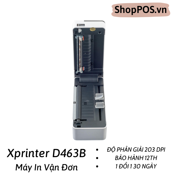 Máy in mã vạch Xprinter XP - D463B + Đế Đựng Giấy  [In Đơn Shopee-Tiktok-Lazada Từ Điện Thoại]