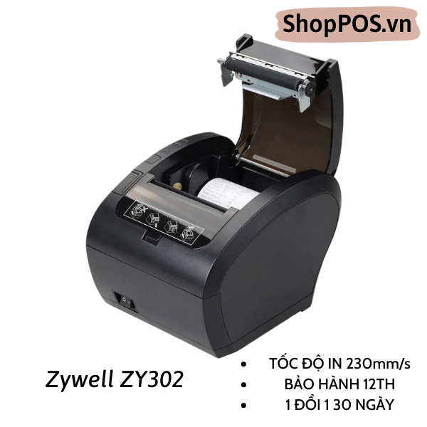 Máy in hóa đơn Zywell ZY302 [ USB - 230mm/s- Máy in giá rẻ]