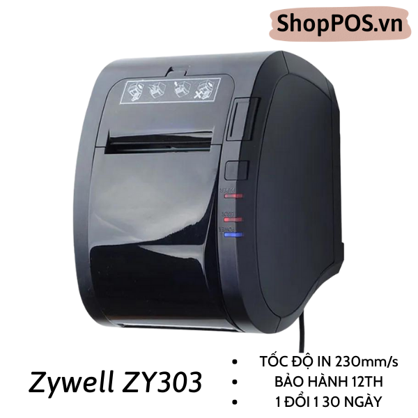 Máy in hóa đơn Zywell ZY303 [ USB + LAN - 230mm/s ] - In bếp chuyên dụng
